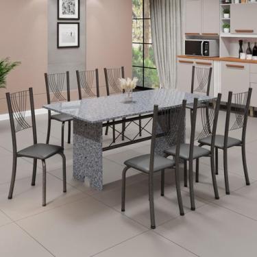 Imagem de Conjunto de Mesa Tampo de Granito Ocre com 8 Cadeiras Lorena Yescasa