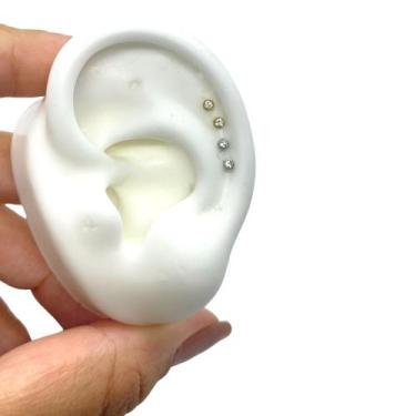 Imagem de Piercing Micro Reto Push Pin Com Pedra Zircônia 6mm - RaraSteel Pierci