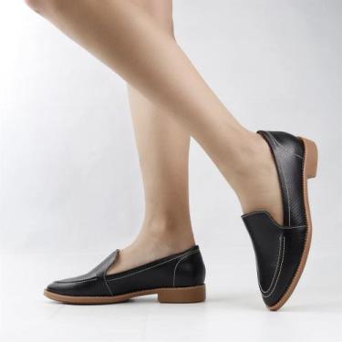 Imagem de Mocassim Salto Bloco Couro - NEFTALI, Preto, 38