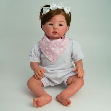 Imagem de Bebe reborn menina linda cabelinho fio a fio com acessórios - SILICONE