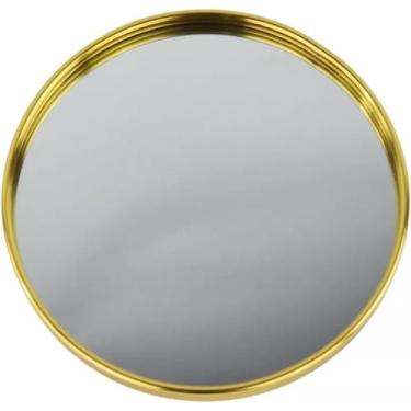 Imagem de Bandeja Redonda Decorativa Dourada Com Espelho - B2T