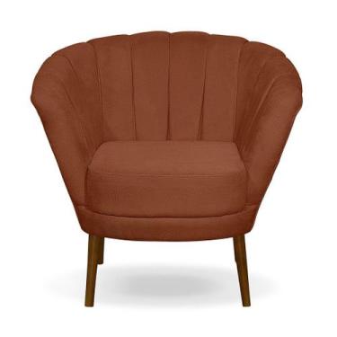Imagem de Poltrona Cadeira Pétala Flor Decorativa Suede Terracota - Kibarato Móv