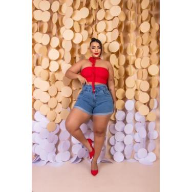 Imagem de Short jeans feminino com cós duplo - Kattixo Jeans , 52