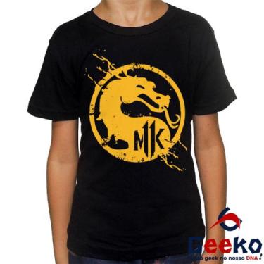 Imagem de Camiseta Infantil Mortal Kombat 100% Algodão Geeko, Preto, 16