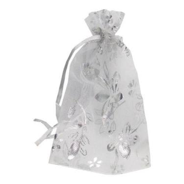 Imagem de 50 Saquinhos de Organza Branco com Flores 12x 16 cm - SJO Artigos Reli