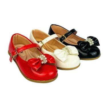 Imagem de Kit Com 3 Pares Sapatilha Infantil Menina Boneca Verniz Confortável SP