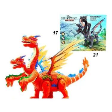 Imagem de Dinossauro Dragão 4 Cabeças com Asas Bota Ovo Anda com Som e Luz - toy