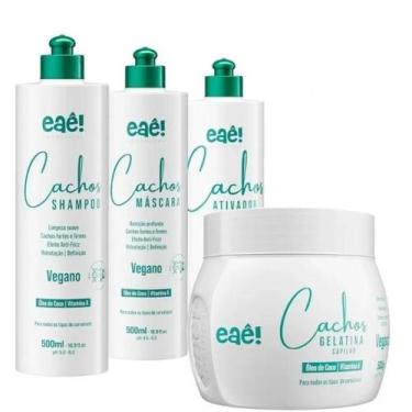 Imagem de Kit Cachos Vegano Com 4 Passos Eaê Cosméticos Cabelo Cacheado