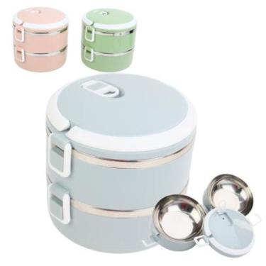 Imagem de Marmita de Inox 1L Dupla Lunch BOX Color  Código: 70543 - TOP RIO