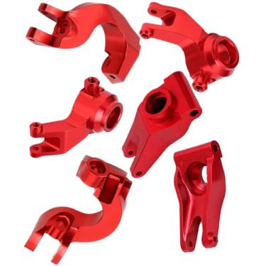 Imagem de hopsupRC Peças para ARRMA Vorteks 4x4 3S Blx, granito/Senton 4x4 3S Blx 1/10, 3S Blx e Mega 550, juntas de bloco de direção frontal de alumínio e cubos em C, blocos de rodízio e cubos traseiros Hops Up, vermelho