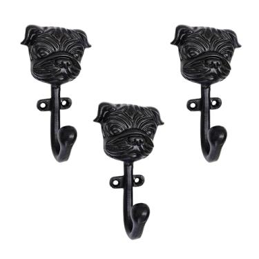 Imagem de AYZCORP Conjunto de 3 ganchos de ferro fundido em forma de cachorro para decoração de arte de parede - cabides e porta-chaves em forma de cachorro - cabide de roupas e mochila - ganchos para casaco,