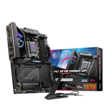 Imagem de MSI Placa-mãe para jogos MPG X870E Carbon WiFi (processadores AMD Ryzen 9000/8000/7000, AM5, DDR5, PCIe 5.0, M.2 Gen5, SATA 6Gb/s, USB 40Gbps, HDMI, Wi-Fi 7, Bluetooth 5.4, LAN de 5 Gbps, ATX)