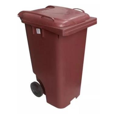 Imagem de Conteiner Lixeira Plastico 120 Litros Com Rodas De 200mm - JSN, Marrom