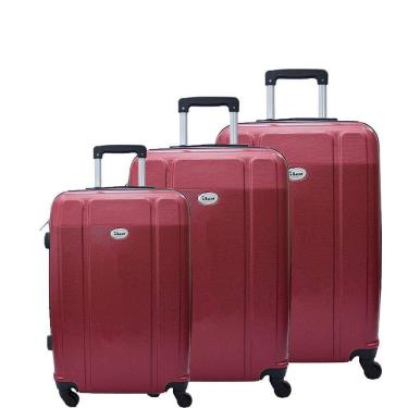 Imagem de Conjunto de Mala de Viagem Abs Ika Continental Cadeado Rodas Giro 360 3 Peças - Vermelha, P/m/g