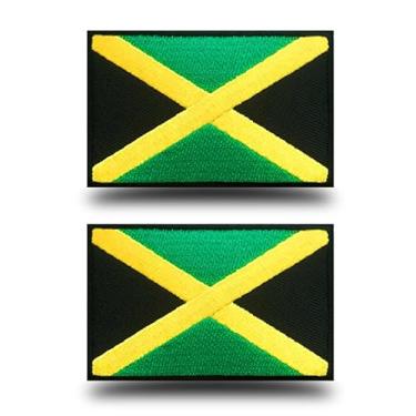 Imagem de Pacote com 2 adesivos bordados táticos da bandeira da Jamaica, emblema de uniforme militar da bandeira jamaicana - fechos de laço e gancho para bonés, mochila, colete, uniforme, roupas, capacete,