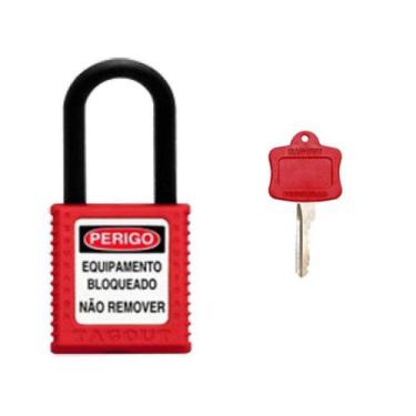 Imagem de Cadeado Plástico Haste Plástica 38mm x 6,3mm Vermelho - Tagout