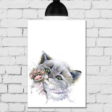 Imagem de Placa Decorativa MDF Gatinho Aquarela 30x40 - Quartinhos