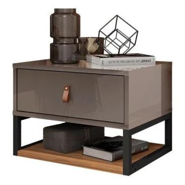 Imagem de Mesa de cabeceira sigma casa d 0,32 de largura cinza perola/noce - Vil