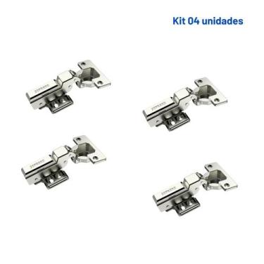 Imagem de Kit 4 Dobradiças Caneco Curvo  C/Pistão S/Clic Calço H0 - SOPRANO