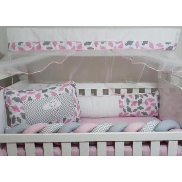 Imagem de Kit de Berço Trança Nuvem Rosa 9 Peças - P'Lukinha Baby