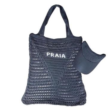 Imagem de Bolsa Feminina Crochê Moda Praia + Viseira Boné Aba Longa Moda Bloguei