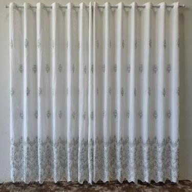 Imagem de Cortina Alto Padrão Bordada Fendi Com Forro Microfibra 4 Metros Com Al