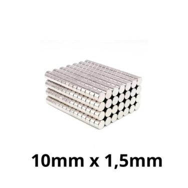 Imagem de Kit 1000 Imã Neodímio Disco Magnético N35  10x1,5 mm Super Forte Poten