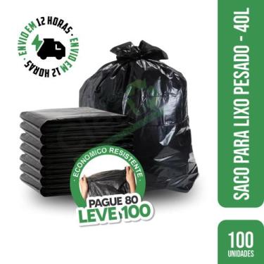 Imagem de Saco De Lixo Preto 40 Litros 100un - Sacos Clean