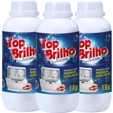 Imagem de 3x Detergente Pó Para Máquina De Lavar Louça Top Brilho Sabão 1Kg