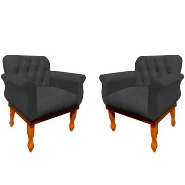 Imagem de Kit 02 Poltronas Para Sala de Estar Decorativa Cadeira Estofada Capito