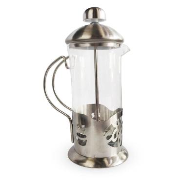 Imagem de Cafeteira Prensa Francesa Cremeira 600ML De Vidro e Aço Inox Para Café Chá Modelo Escrita Coffee