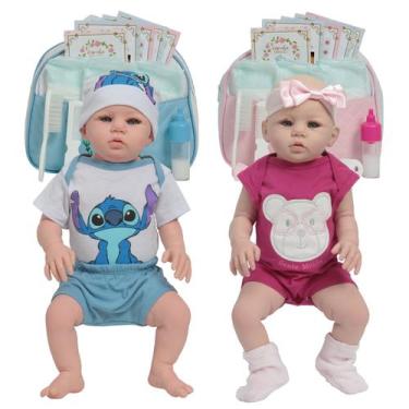 Imagem de Bebê Reborn Gêmeos Casal Abigail Com Bolsa Enxoval Completo - Cegonha 