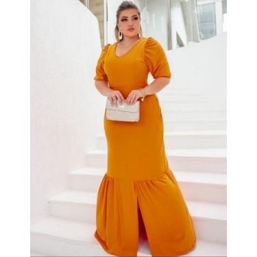 Imagem de Vestido Longo Fenda no Babado Moda Evangélica Feminina - MISS FLOWER, 