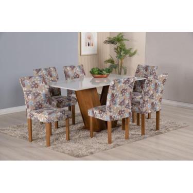 Imagem de Capa Pra Cadeira Jantar Para Mesa 6 Lugares Estampado Malha Gel - Flor