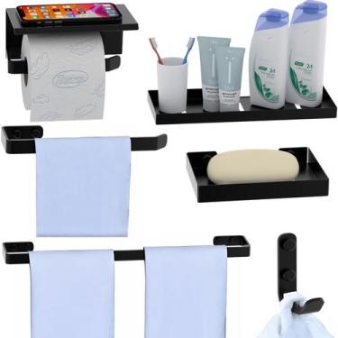 Imagem de Kit Acessórios Para Banheiro 6 Peças Preto Fosco SF.MAX - ShopForte