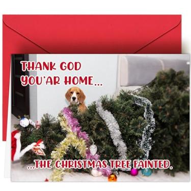 Imagem de Cartão de Natal HiFuler Dog - Cartões de Natal engraçados de 12,7 cm x 17,8 cm com envelopes, cartões de Natal para cães, presentes de Natal para cães, presentes de Natal para cães, meias de cachorro