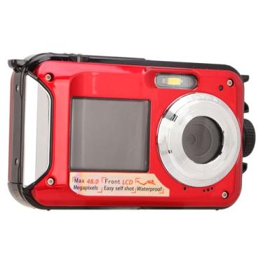 Imagem de Câmera Digital à Prova D'água 2.7K 48MP Telas Duplas Zoom Traseiro Frontal para Atividades Ao Ar Livre (Vermelho)