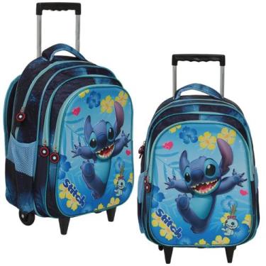 Imagem de Mochila Rodinha Stitch Estampa Alto Relevo Tam G Resistente - Plike