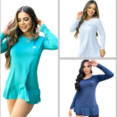 Imagem de Kit 3 Saídas de Praia Vestido feminino proteção solar UV 50+ FPS - For