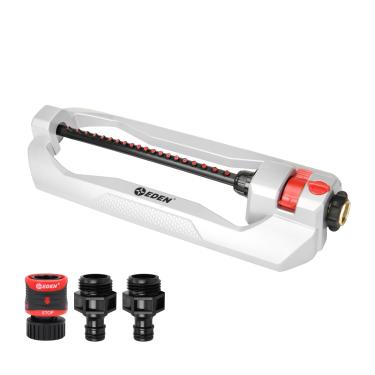 Imagem de Eden 94111 Aspersor de água oscilante de metal para quintal com conexão rápida, conjunto de 4.400 metros quadrados, resistente