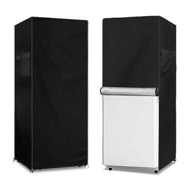 Imagem de Dalema Capa Externa para Geladeira, Capa Resistente 600D 100% À Prova D'Água para Freezer Vertical, Capas Externas para Geladeira. A Frente Pode Ser Enrolada com Zíperes.