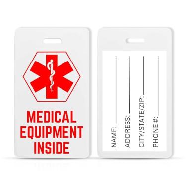 Imagem de Etiqueta de bagagem de equipamento médico para viagem, adequada para equipamentos CPAP, suprimentos para diabéticos, dispositivos respiratórios, 1 etiqueta de bagagem (branca e vermelha)