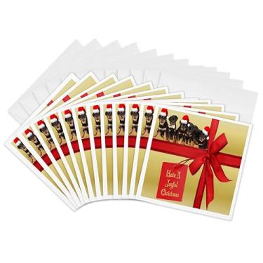 Imagem de 3dRose Joyful Christmas - rottweiler, rottweilers, rotties, dono de rottie, filhote rottweiler - Cartões comemorativos, 15 x 15 cm, conjunto de 12 (gc_47065_2)
