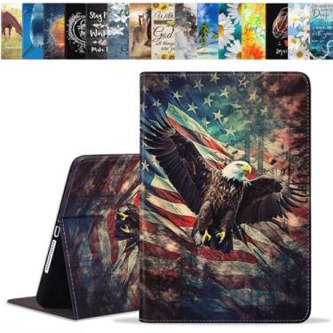 Imagem de BWOOLL Capa para Samsung Galaxy Tab S10 Plus (2024)/S9 Plus/S9 FE Plus 5G 12,4 polegadas (2023), capa fina e leve de couro sintético com função despertar/hibernar, bandeira americana águia careca