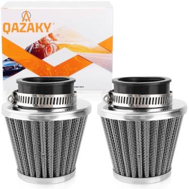 Imagem de QAZAKY 2 peças de filtro de ar 44 mm, 45 mm, 46 mm, compatível com 50cc-90cc 110cc 125cc 140cc 150cc 200cc 250cc GY6 motocicleta ATV Scooter Quad Go Kart Moped Pit Dirt Racing Bike Suzuki Baja 4,5 cm