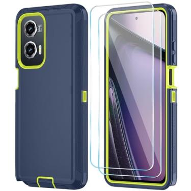 Imagem de Qinmay Capa de celular para Motorola Moto G Stylus 5G 2024 com protetor de tela HD, capa de telefone resistente, à prova de choque e à prova de quedas, 3 camadas para Moto G Stylus 2024 (azul escuro)