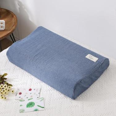 Imagem de Capa de travesseiro de látex de algodão 30x50/40x60cm, capa de travesseiro de látex de cor sólida macia, fronha de dormir xadrez para travesseiro de espuma de memória, capa de travesseiro de látex, C