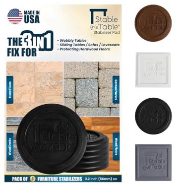 Imagem de Stable the Table -6 Unidades, Preto Redondo/Niveladores de Móveis/Pisos de Madeira/Protetores de Piso para Móveis/Almofadas de Empilhamento de Móveis/Uso com Mesas, Sofás, Sofás de Dois Lugares/