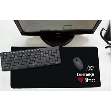 Imagem de Mouse Pad Desk Pad Grande 30x70cm - FRASE FÉ ESPERANÇA E AMOR