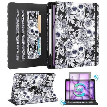 Imagem de Kidcube Capa para iPad Air de 13 polegadas M2 2024/para iPad Pro 12,9 6ª/5ª (2022/2021) - Capa fólio feminina com suporte giratório e suporte giratório com porta-lápis e compartimento para cartão,